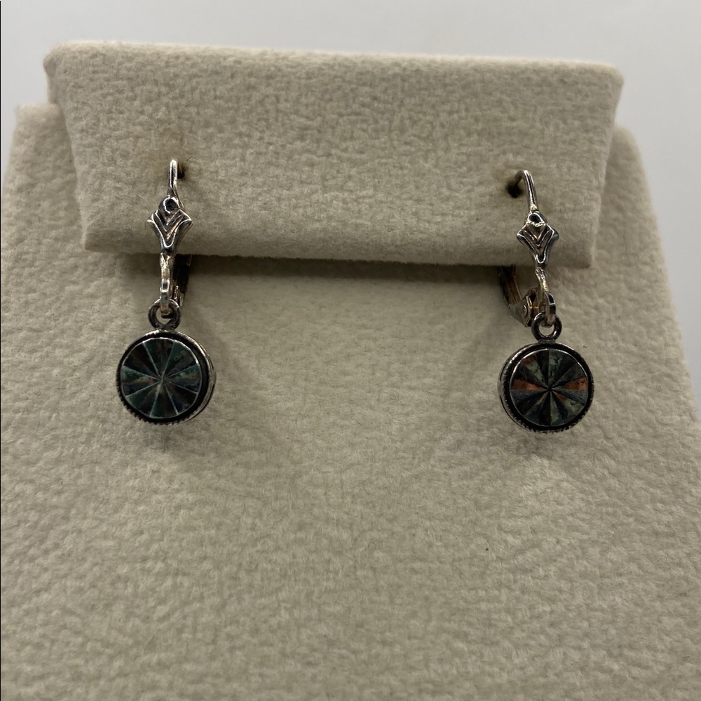Vintage Beverly Hills Silver Sterling Silver 925 Faceted Leverback Drop Earrings - Picture 5 of 8